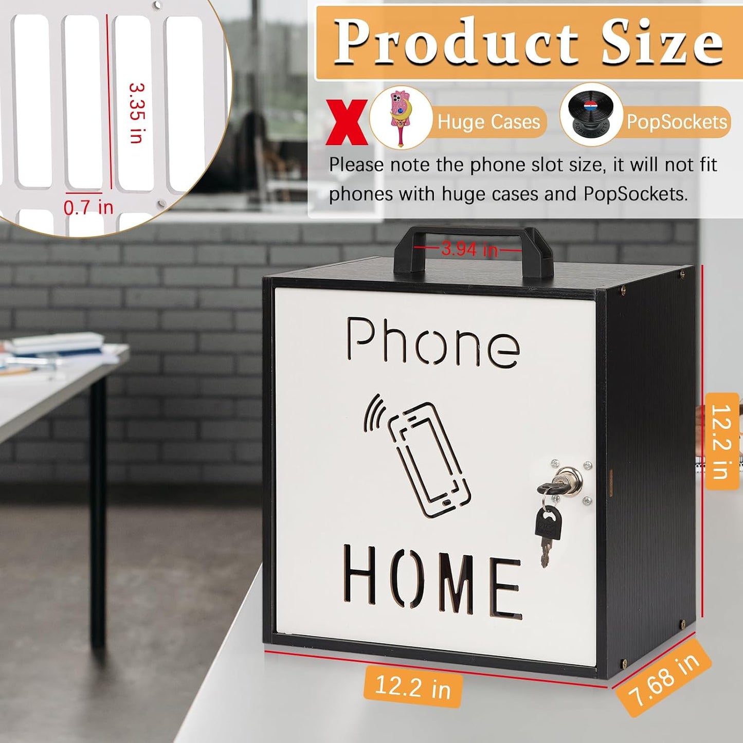 36 Slots Cell Phone Holder Classroom, Wooden Phone Lock Box