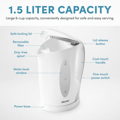 AROMA® 1.5L / 6-Cup Electric Tea Kettle