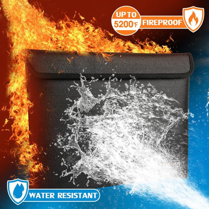 Fireproof Document Bag - with 5200°F Heat Insulated, Waterproof Fireproof Bag with Zipper, 8 Layers of Functional Materials, Fireproof Money Bag for Cash/Documents/Valuables, Fire bag 11"x7.7"
