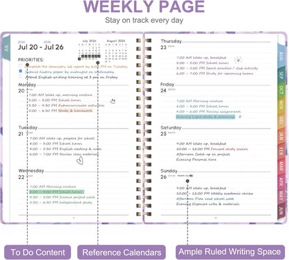 Planner 2026-2027, Weekly and Monthly Calendar Planner, JUL 2026 - JUN 2027 | A5(6.3'' x 8.5''), Hardcover, Agenda Book, Sprial Bound, Inner Pocket, Office and School Use