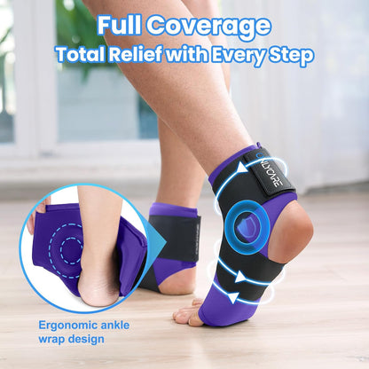 ONLYCARE Ankle Ice Pack Wrap for Swelling, Upgraded Gel Ice Pack Reusable, Hot Cold Therapy, Cold Pack for Sprained Ankle Injuries, Achilles Tendonitis, Plantar Fasciitis