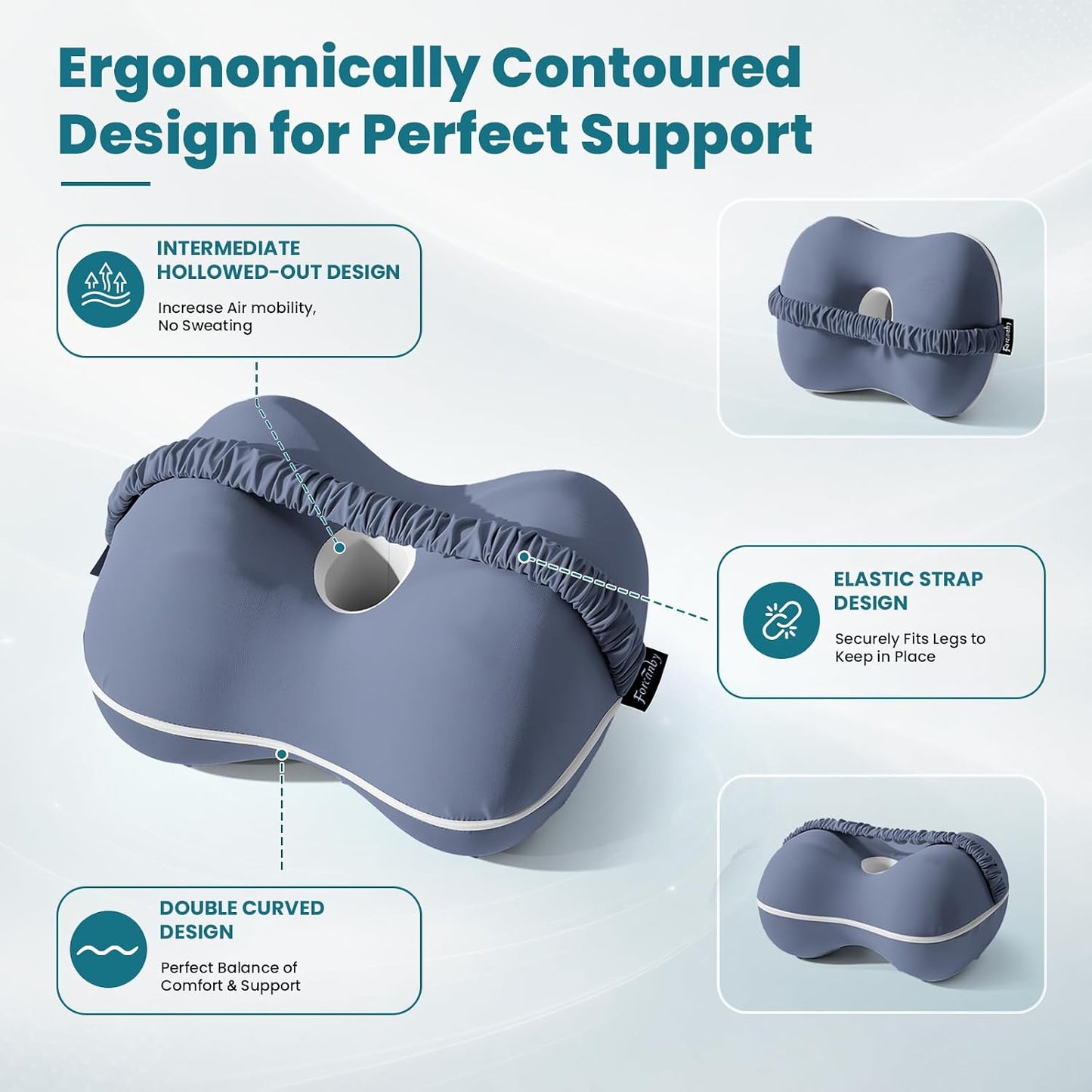 Knee Pillow for Side Sleepers - Smooth Spine Alignment Pillow, Memory Foam Knee Pillows for Back Hip Pain, Spine Aligning, Sciatica, Surgery Recovery, Pregnancy