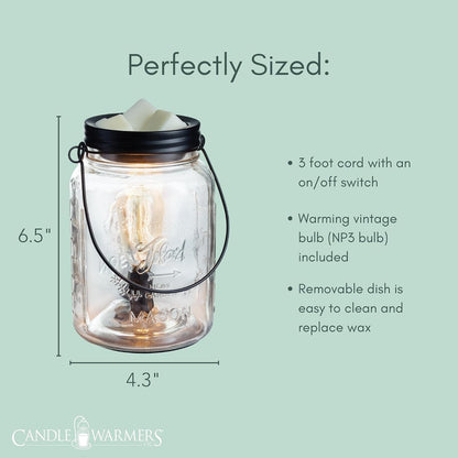 Candle Warmers ETC. Vintage Bulb Illumination Fragrance Warmer- Light-Up Warmer for Warming Scented Candle Wax Melts and Tarts to Freshen Room, Apothecary