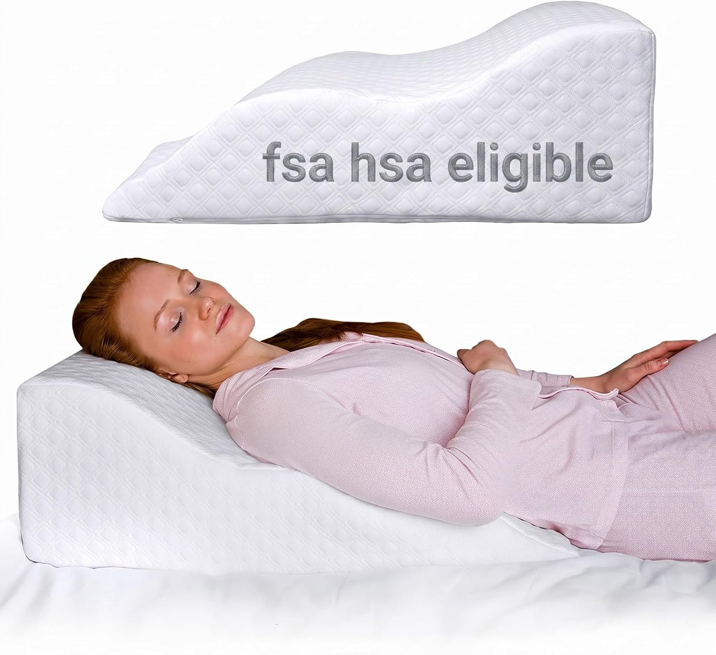 Aeris Wedge Pillow for Sleeping, Acid Reflux, and Snoring - Memory Foam Bed Wedge with 19-Degree Incline - Post-Surgery Recovery, Reading, and Leg Elevation - Removable Machine-Washable Cover