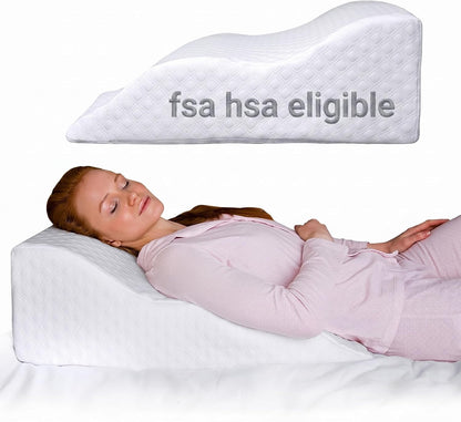 Aeris Wedge Pillow for Sleeping, Acid Reflux, and Snoring - Memory Foam Bed Wedge with 19-Degree Incline - Post-Surgery Recovery, Reading, and Leg Elevation - Removable Machine-Washable Cover