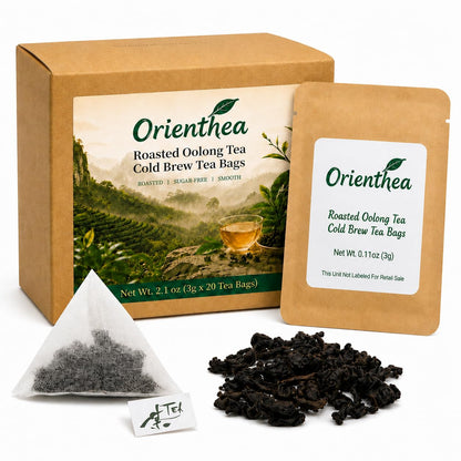 Orienthea 100% Organic Roasted Oolong Tea, Hot & Cold Brew, 20 Bags (3g)