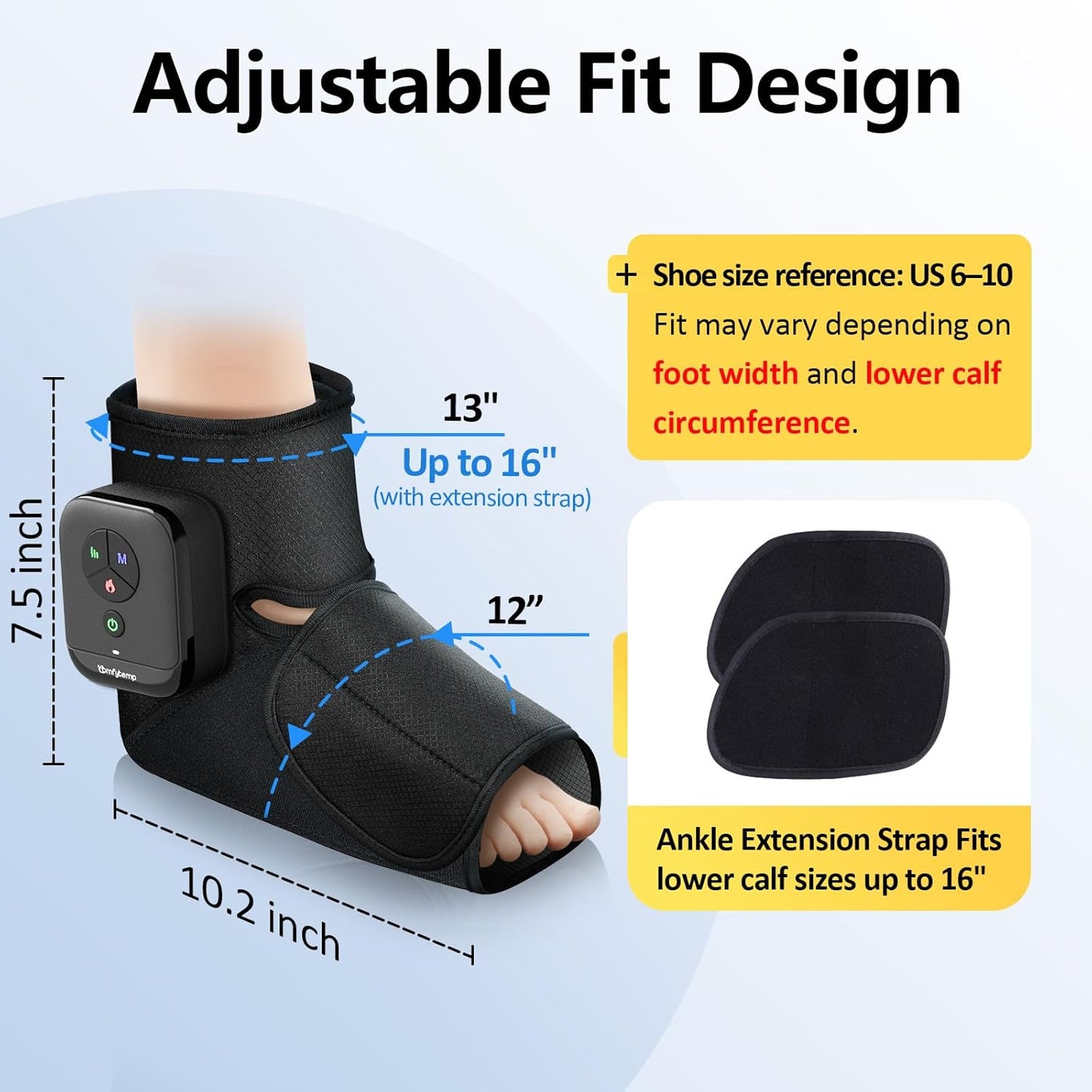 Comfytemp Portable Air Compression Foot Massager with Heat, Fathers Day Dad Gift for Men, FSA Eligible HSA, Cordless Ankle Compression Boot for Circulation and Pain Relief (1 Pack, Fits Size 6 to 10)