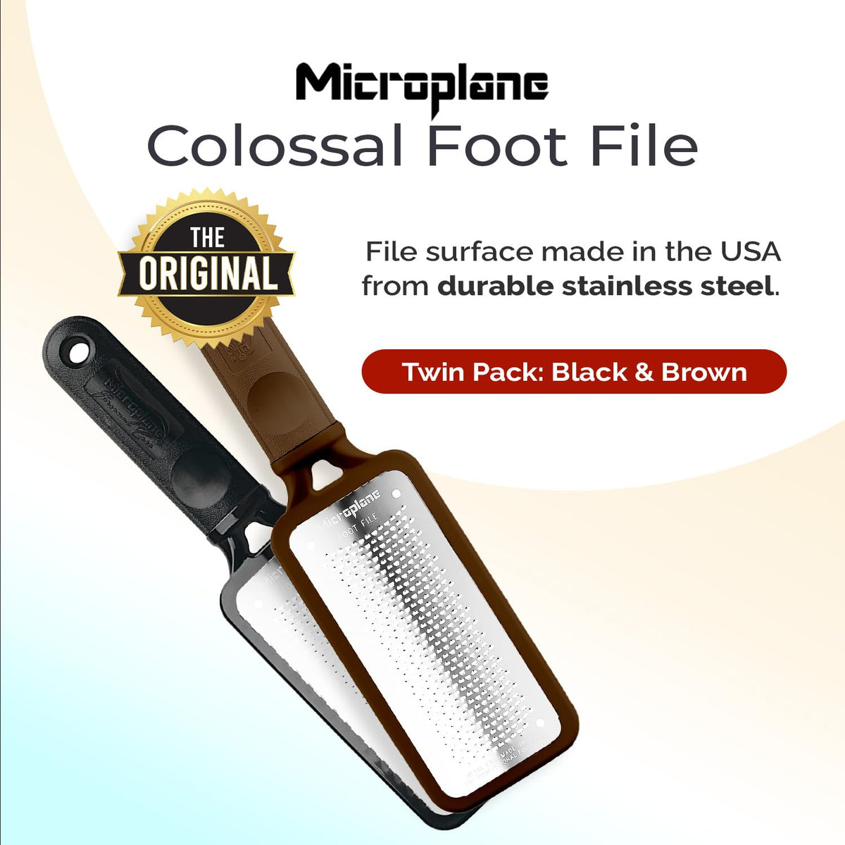 Microplane Colossal Foot File Scraper - The Original Stainless Steel Foot Rasp, Dead Skin/Callus Remover for Feet, Gentle Foot Scrubber, Pedicure Tools for Salon-Quality Foot Care, Black