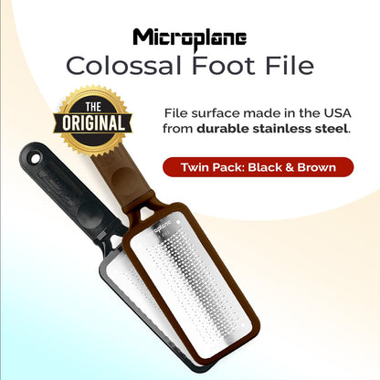 Microplane Colossal Foot File Scraper - The Original Stainless Steel Foot Rasp, Dead Skin/Callus Remover for Feet, Gentle Foot Scrubber, Pedicure Tools for Salon-Quality Foot Care, Black