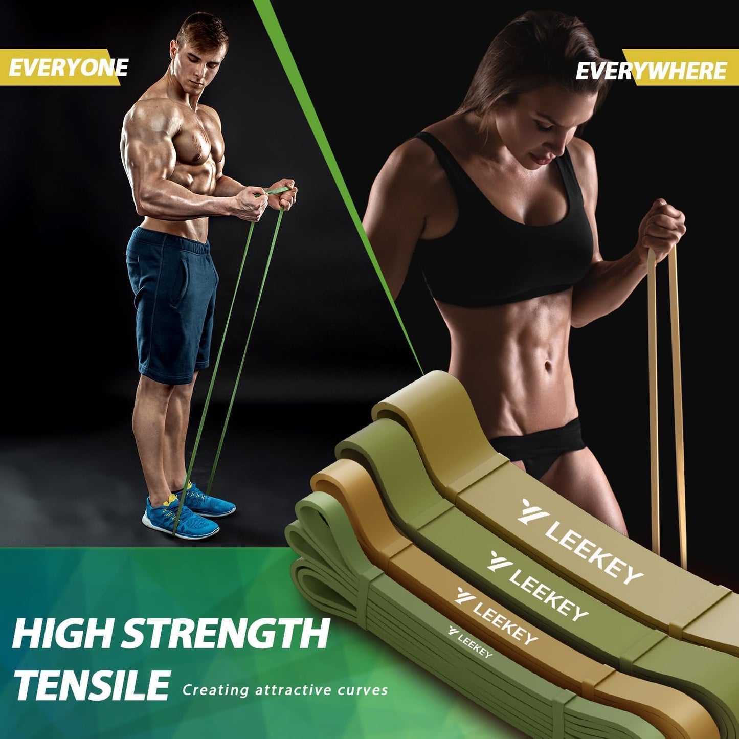 LEEKEY Pull Up Assistance Bands,Muit Levels Resistance Bands for Senior/Adults,Exercise Bands with Door Anchor, Strength Bands for Fitness Training, Physical Therapy,Home Gym Workouts