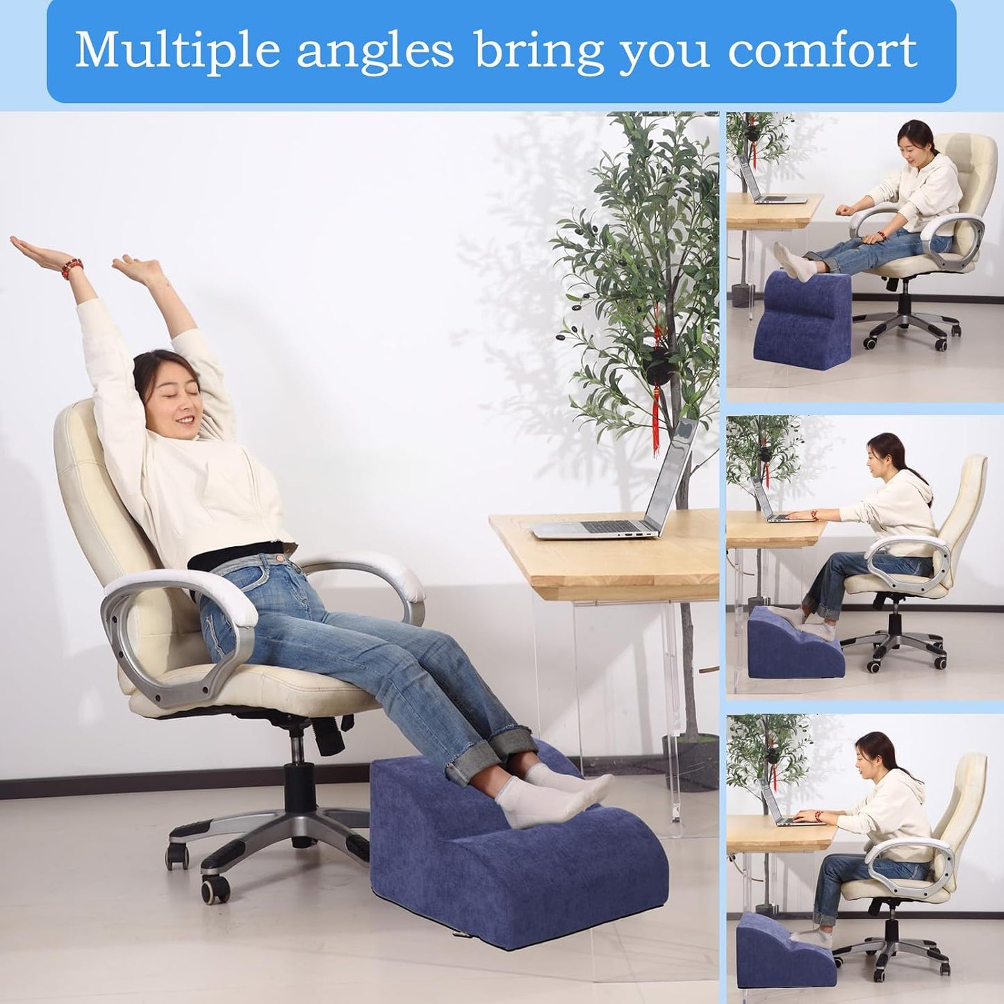 Foot Rest for Under Desk at Work.Multifunctional 3-Tier Foot Stool,with Washable Footrest.for Under Desk,Office Chair Gaming Chair & Sofa,Leg Elevation Pillow,Supports Posture -Dark Grey