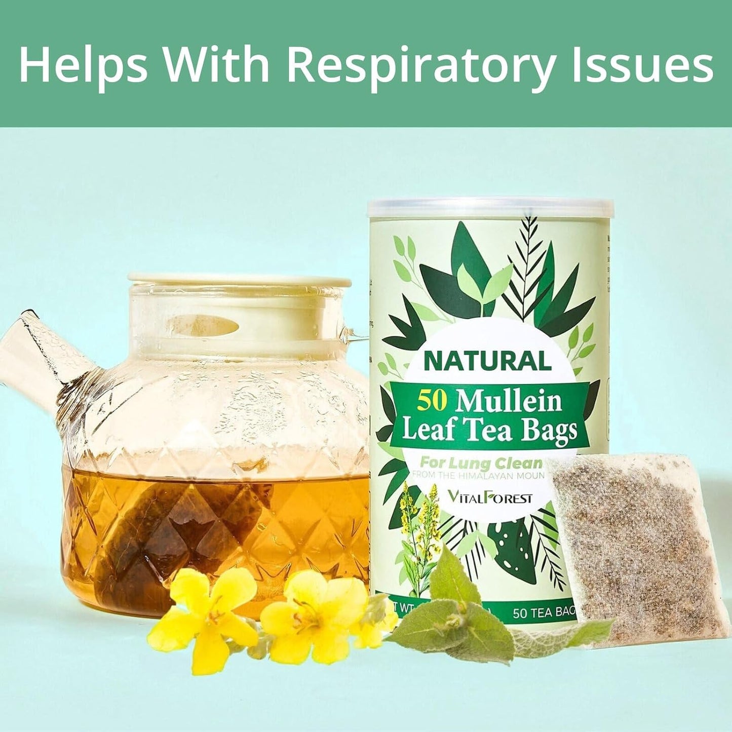 60 Lemon Balm Tea Bags - VitalForest Dried Lemon Balm Leaves Tea -1.5g/Bags, Calming Herb, Stress Relief & Sleep Support, Non-GMO, Caffeine-Free