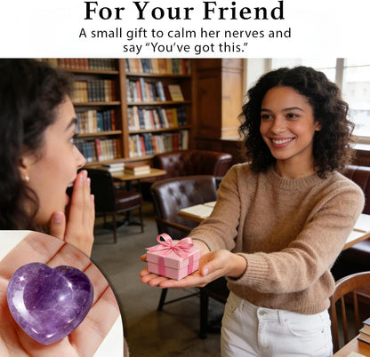 Anxiety Support Gift for Women - Amethyst Crystal Worry Stone, Stress Relief Thumb Stone, Thinking of You Comfort Gift, Inspirational Keepsake for Friends Family & Loved Ones (Amethyst)