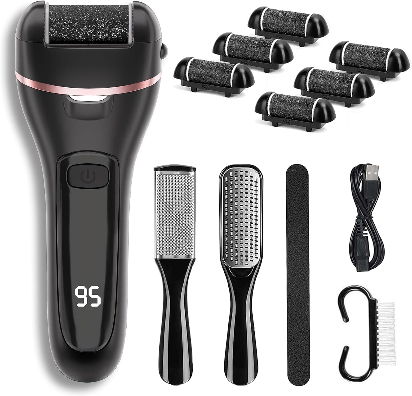 Wea&Hea Electric Callus Remover for Feet with Rechargeable Waterproof 17 in 1 Professional Pedicure Kit with 3 Roller Heads 2 Speed,Foot File, Foot Care Tools Perfect for Dead Hard Cracked Dry Skin