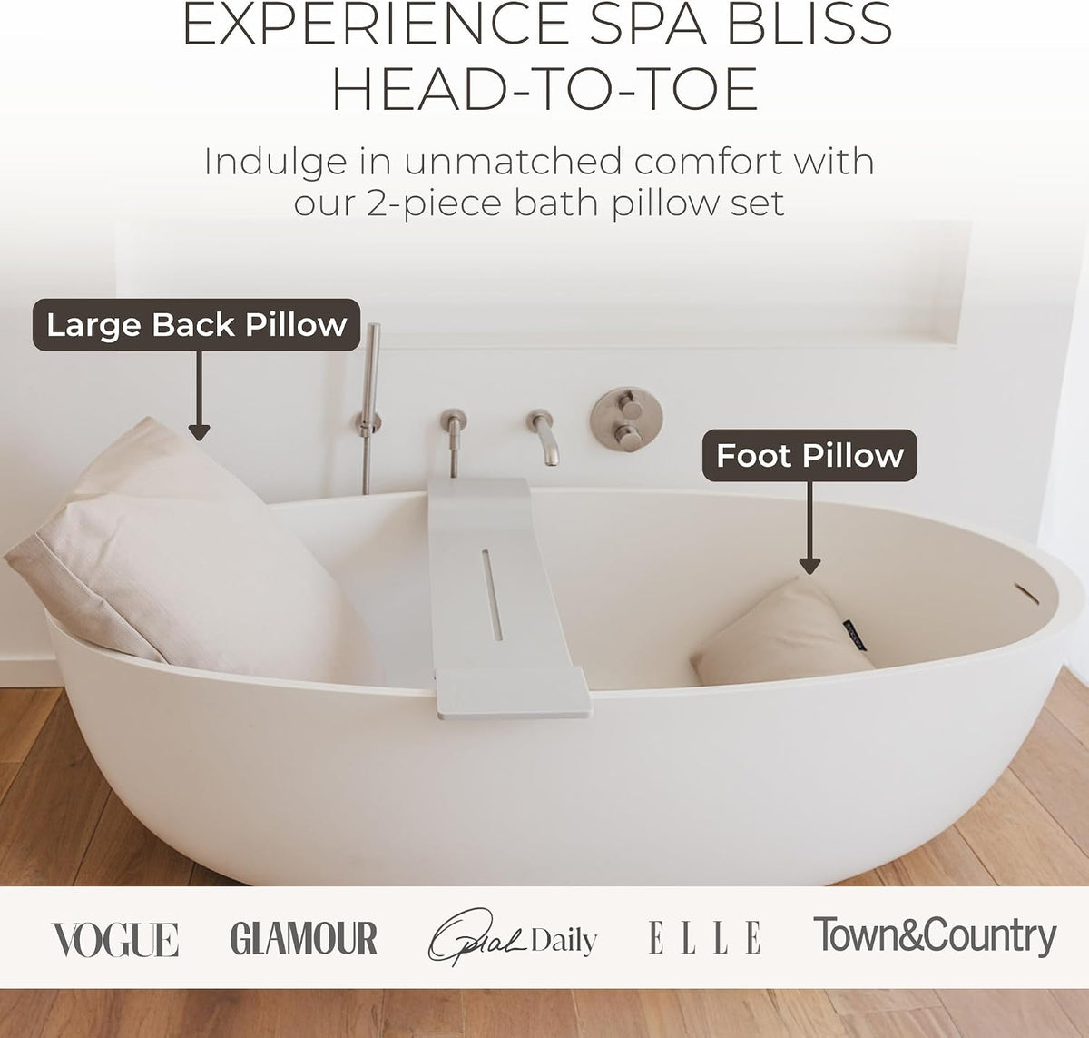 BADESOFA® Luxury Bath Pillow M in Ivory, Quick-Drying Bath Back Pillow