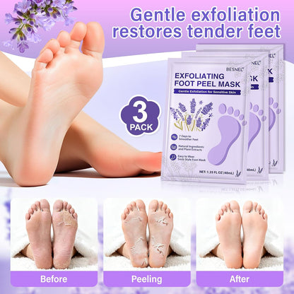 BESNEL 8Pack Moisturizing＆Foot Peeling Foot Mask, Teacher Appreciation Gifts, Hydrating Foot Masks Dry Cracked Feet, Soothing Moisturizer Socks Repair Rough Heels＆Baby Soft Feet(8Pack)