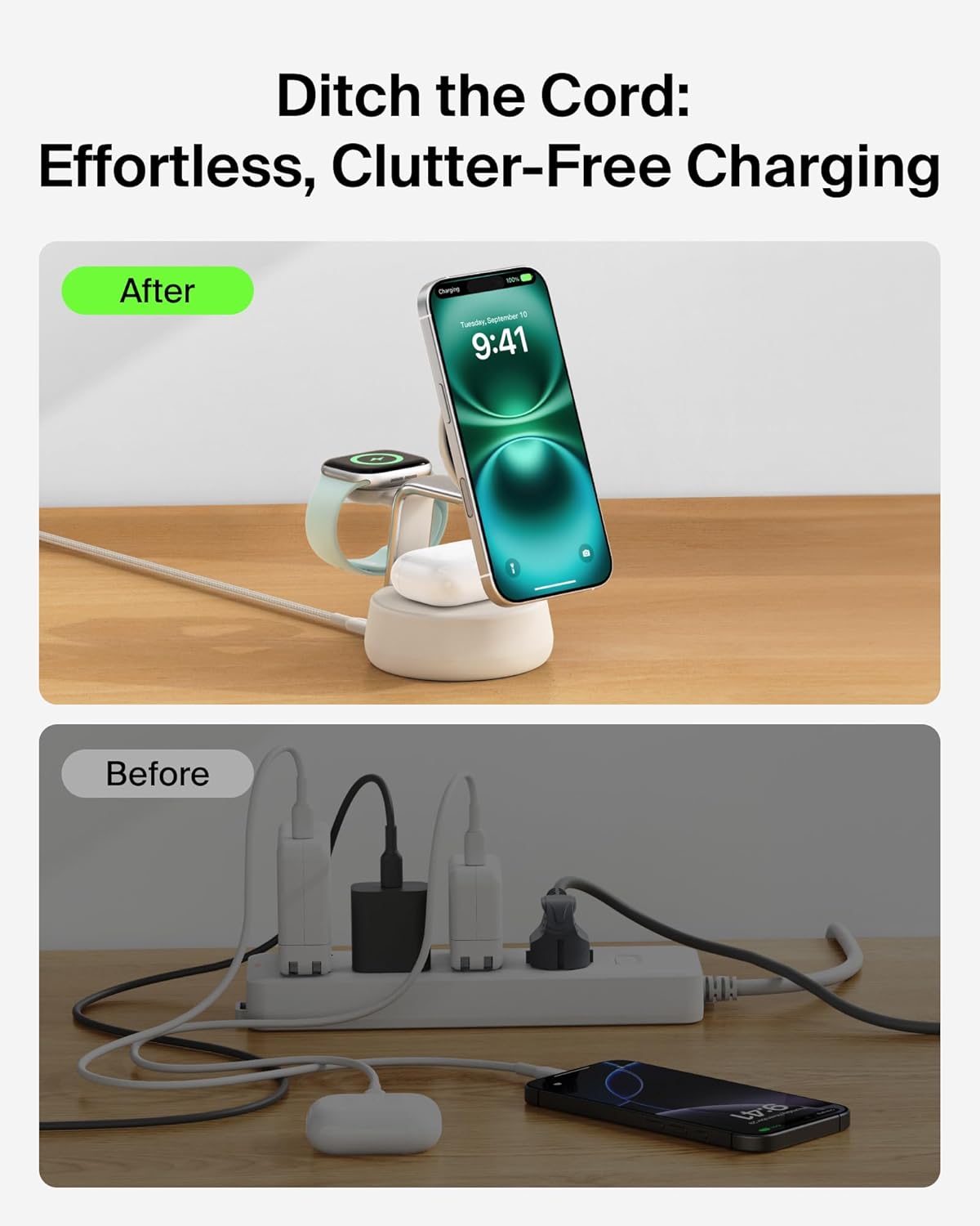 Belkin Qi2.2 25W Wireless 2 in 1 iPhone Charger, Fast Charging for Travel