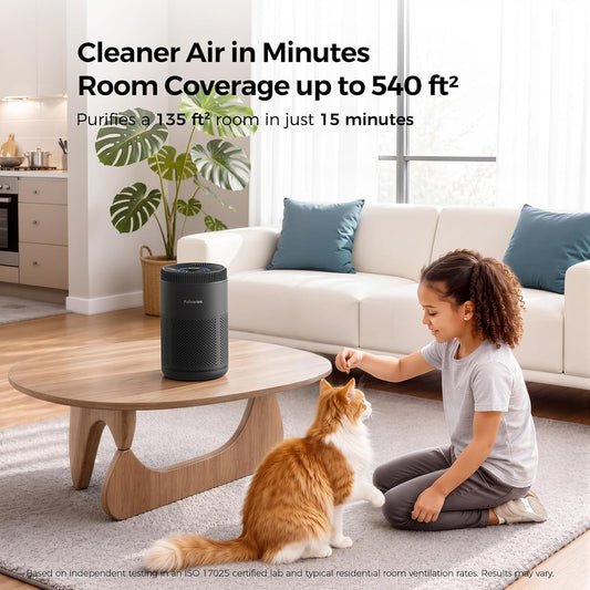 Purivortex Air Purifier for Bedroom, HEPA Air Purifier for Smoke, Dust, Pollen, Pet Dander, Odor & Hair, Quiet Portable Air Cleaner with Sleep Mode, Covers Up to 540 Sq Ft, AC300 Pro White