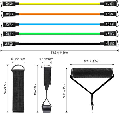 Resistance Bands Set, Himaly Exercise Bands Strength Training Fitness Bands Workout Elastic Bands with Legs Ankle Straps, Door Anchor, Handles & Carry Bag for Home Outdoor Workouts