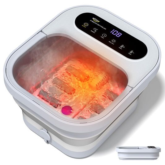 ALLJOY Collapsible Foot Spa Bath with Heat,Bubble Massager & Pumice Stone