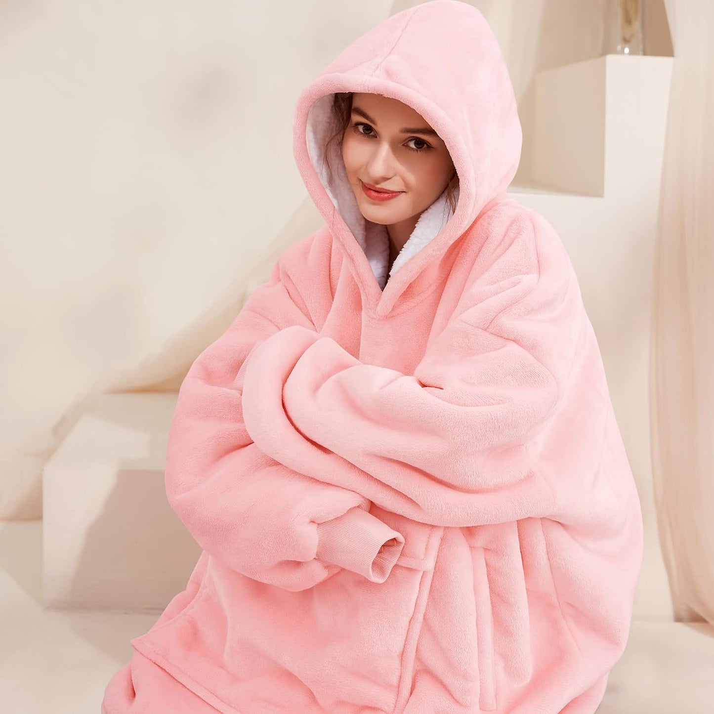 Narecte Cozy Oversized Blanket Hoodie Wearable Blanket Adults Soft Hooded Blanket Hoodie Birthday Gifts for Women Christmas - Colors B