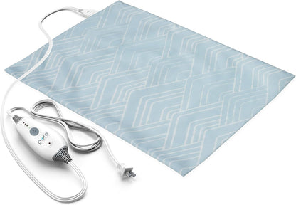Pure Enrichment PureRelief Express Designer Series Electric Heating Pad - 12” x 15” Fast-Heating with 4 Heat Settings, Machine-Washable Fabric, & 2-Hour Auto Safety Shut-Off - Cerulean Diamond