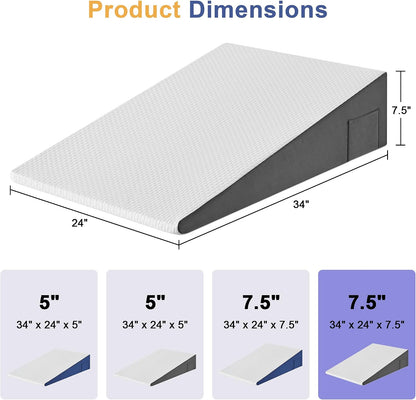 Yojoker Wedge Pillow for Sleeping - 12 Inch Bed Wedge for Headboard Triangle Pillow, Memory Foam Wedges for Acid Reflux, GERD, Snoring, Post Surgery Back Pain Relief, Leg Elevation, Washable Cover