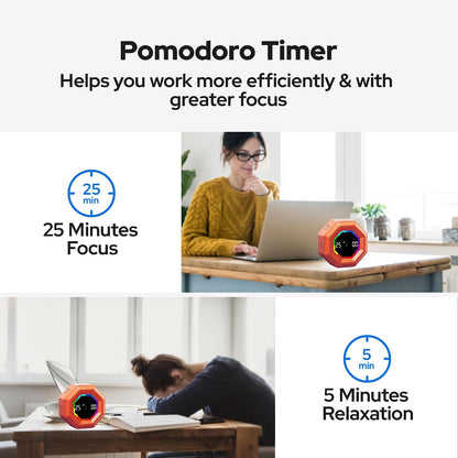 Visual Timer for Kids Kitchen Timer Pomodoro Magnetic Visual Countdown | Smart Gravity Sensing Timer with Large Display Loud Alarm for Study Cooking Classroom Homework Time Management