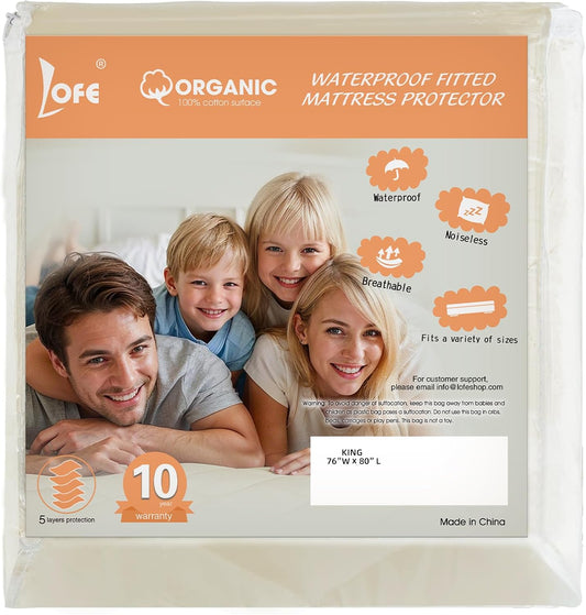 Organic King Mattress Protector -Top&Side 100% Waterproof Protector