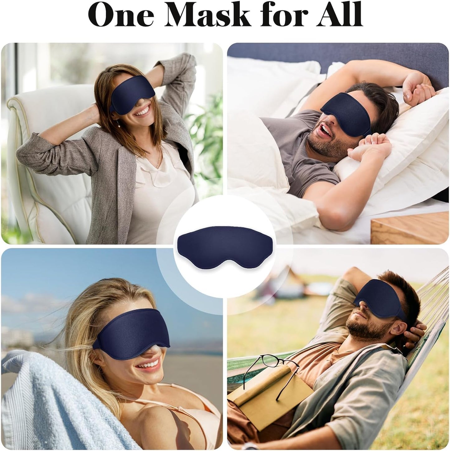 Fygrip 3D Eye Mask Sleep Mask for Men & Women, 100% Pressure-Free & Light Block-Out Eye Mask for Sleep with Easy Adjustable Strap, Night Eye Cover for Travel, Black