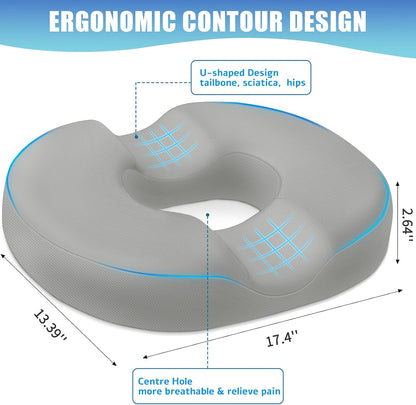 BlissTrends Donut Pillow Seat Cushion,Donut Chair Cushions for Postpartum Pregnancy & Hemorrhoids,Tailbone Pain Relief Cushion,Memory Foam Lifting Cushions for Office&Home Chairs (Black)
