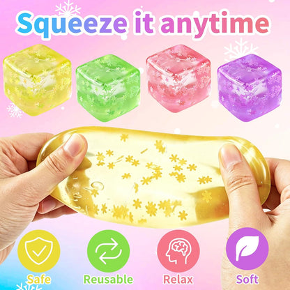 2Pcs Stress Balls for Adults, Stress Cube Fidget Toys, Enhanced Grip Strength Squeeze Toys, Valentines, Easter, Party Favors, Square Shape Stress Cube Stress Relief Toys for Adult