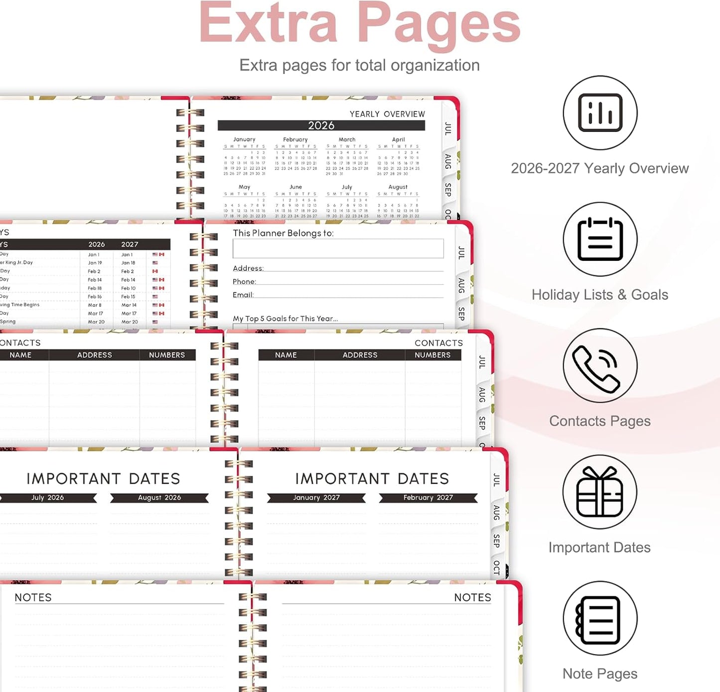 Planner 2026-2027, Weekly and Monthly Calendar Planner, JUL 2026 - JUN 2027 | Academic Year, Daily Agenda Book, A5(6.3'' x 8.5''), Sprial Bound, Inner Pocket, Office School Use