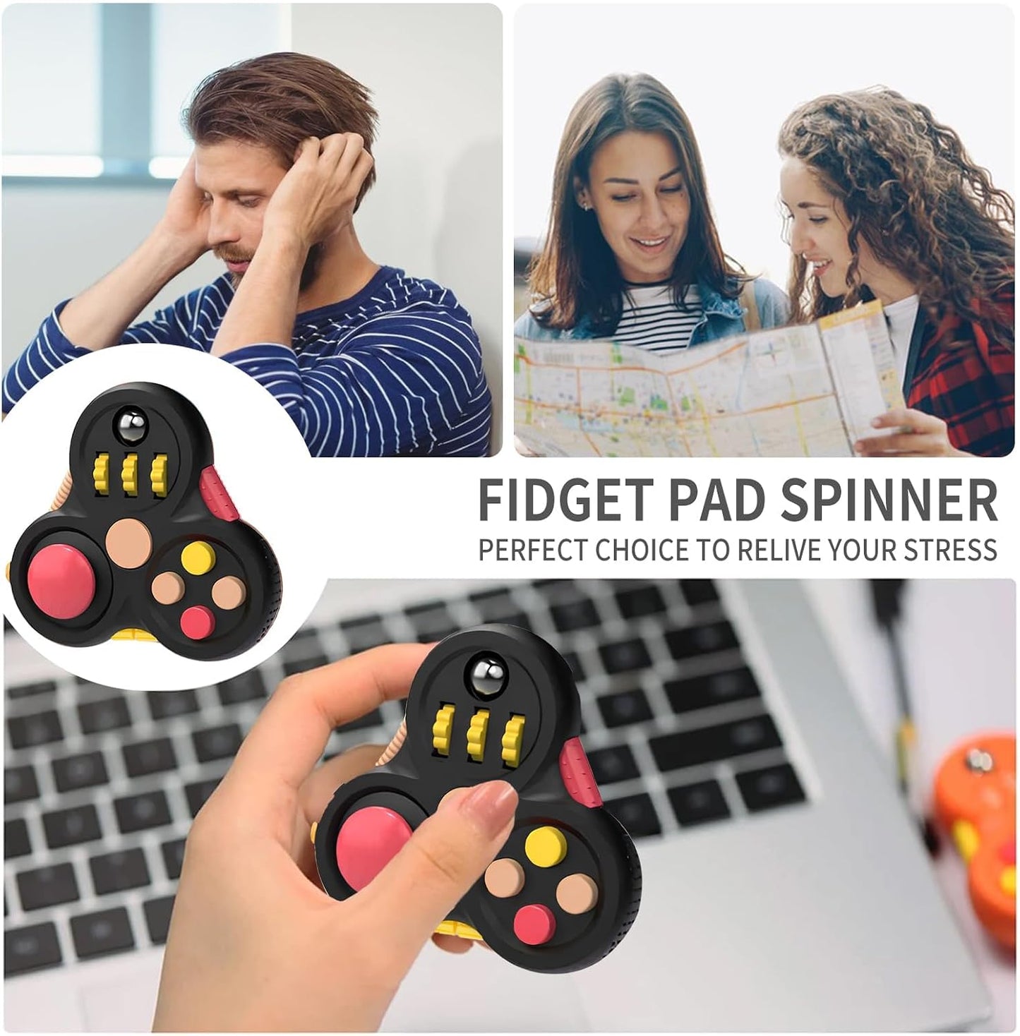 Yrissmiss Fidget Toys for Adults, Fidget Pad Easter Basket Stuffers for Boys Girls,Stress Relief Cube Clicker Controller with Quiet Fidgets,ADHD Autism Fidget Spinner for Office Desk Travel