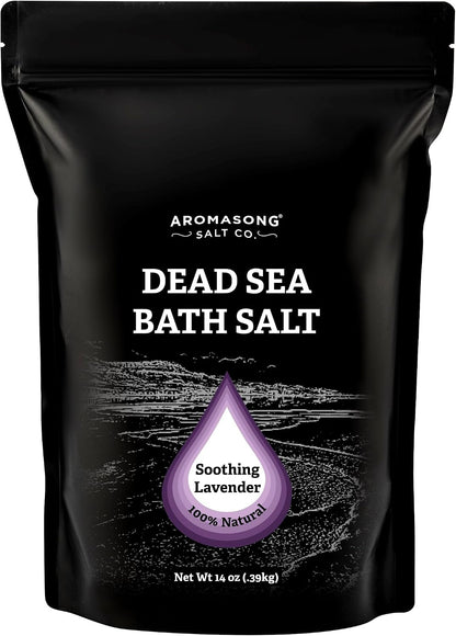 Aromasong Dead Sea Salt Bath Soak 14 OZ Pack – 100% Natural Dead Sea Salts for Soaking, Relaxation, and Detoxification of Skin, Dead Sea Salts for Bath to Rejuvenate and Refresh- Resealable Pack