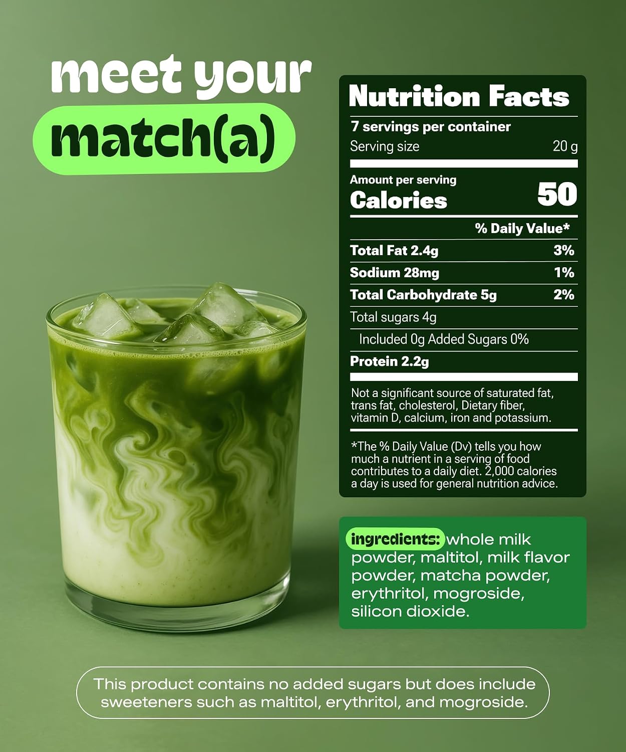 MatchaDNA Matcha Latte – Sweet Matcha Latte Powder with Milk, No Sugar Added – Green Tea Lattes Mix for Hot or Iced Drinks – Organic Macha Tea, Antioxidant Rich, Smooth Energy Boost (5.3 oz Pouch)