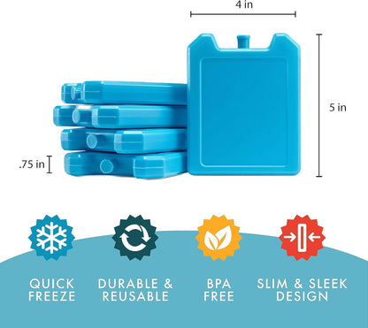 Cool Coolers by Fit + Fresh, 5 Pack Days of the Week Ice Blocks, Compact & Reusable Ice Packs for Lunch Boxes & Coolers, Multi Colored