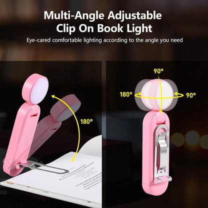 VAVOFO USB Rechargeable Book Light, Blue Light Blocking, Amber Clip-On Bookmark Shaped Reading Light, Eye Care 6 LEDs With 9 Lighting Modes for Bookworms (Grey)