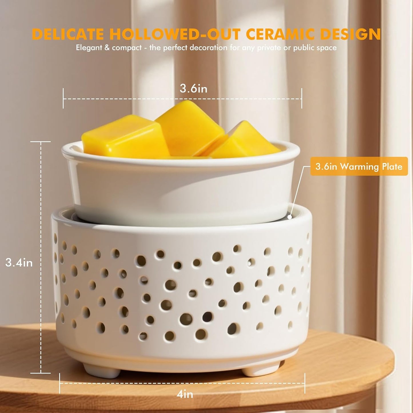 EQUSUPRO Wax Melt Warmer for Scented Wax Melts 3-in-1 Electric Ceramic Candle Wax Warmer Burner Fragrance Wax Melter for Home Office Bedroom Gift & Decor (Leaf)
