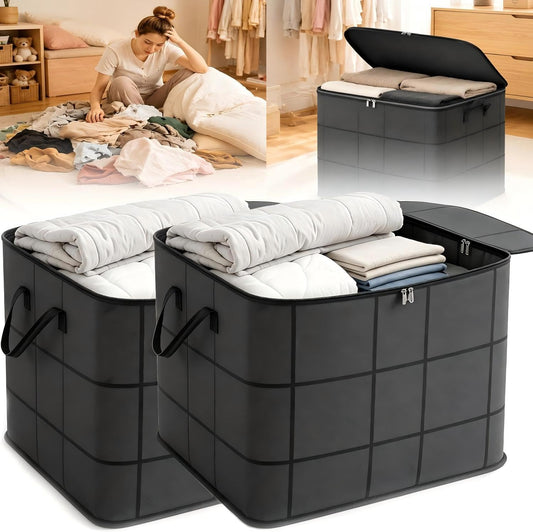 XXL Foldable Storage Bags with Reinforced Handles, 180L Large Capacity, 2 Pack, Fabric Moving Bags for Bedding, Sweaters, Closet Organizer