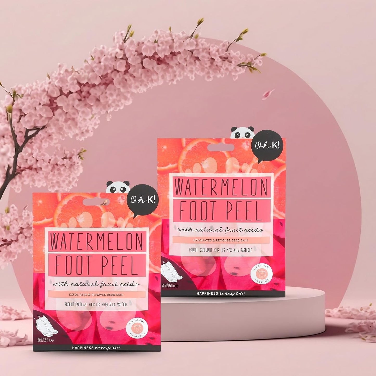 Oh K! Foot Peel Mask - Pomegranate - Foot Peeling Mask for Dry Feet and Cracked Heels - Feet Exfoliant with Pomegranate and Coconut Oil - 1 Pair