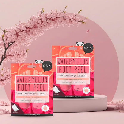 Oh K! Foot Peel Mask - Pomegranate - Foot Peeling Mask for Dry Feet and Cracked Heels - Feet Exfoliant with Pomegranate and Coconut Oil - 1 Pair