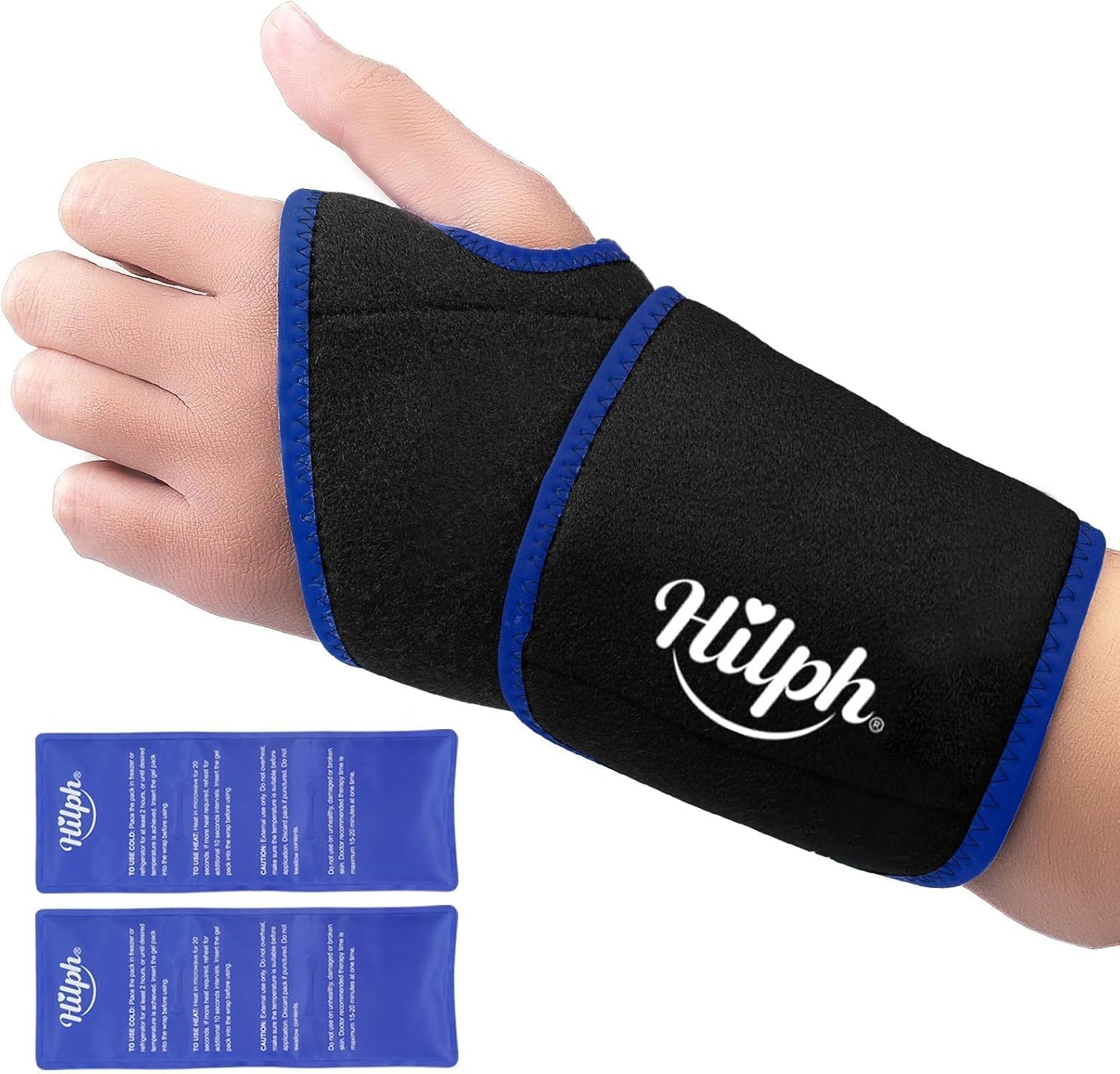 Hilph Wrist Ice Pack Wrap for Carpal Tunnel Relief, FSA Eligible HSA, Reusable Wrist Hot & Cold Therapy Brace for Hand Injuries, Arthritis, Tendonitis, Surgery Recovery Items Gifts Men Women, Blue
