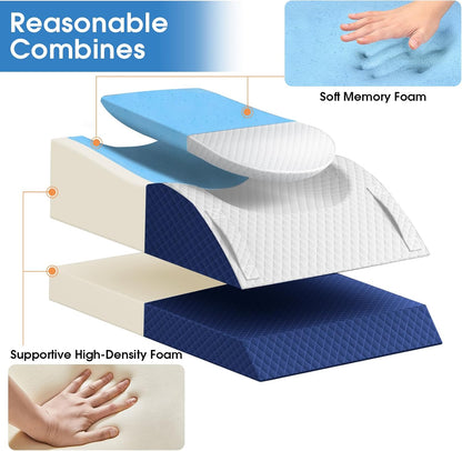 TranquilRelax Elevation Pillows for Leg After Surgery, Memory Foam Adjustable Wedge Pillow for Injury or Rest, Ankle Pillow for Sleeping Blood Circulation, Grey/Single Leg