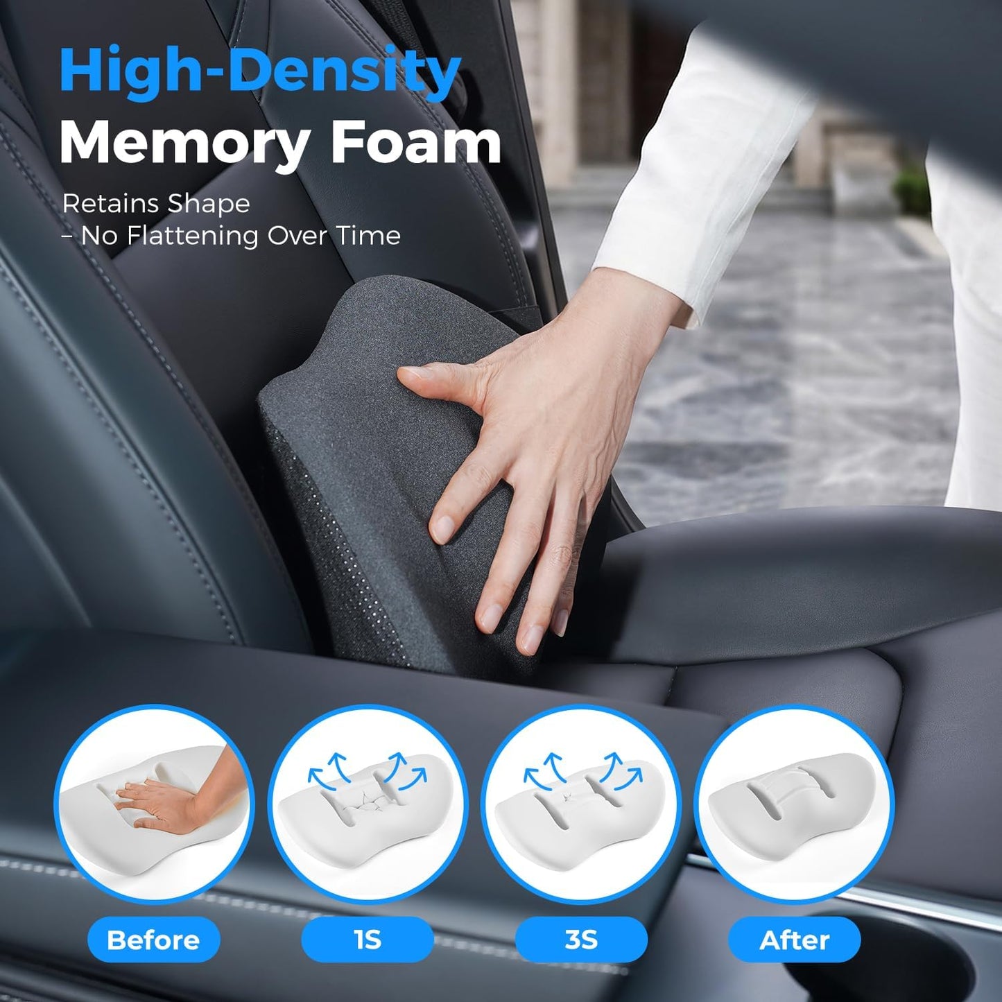 Lumbar Support Pillow for Car - 20.9 Inch Extended Car Back Support Relieves Full Back Discomfort on Long Rides, Rebuilds Support for Older Vehicles, Fits Mid-to-Large Sedans, SUVs & Trucks
