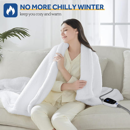 Sealy Electric Blanket Heated Throw 50"x60" Soft Double Sherpa Super Cozy with 6 Fast Heating Levels & 2-10 Hours Auto-Off, Over-Heat Protection, Machine Washable, Charcoal