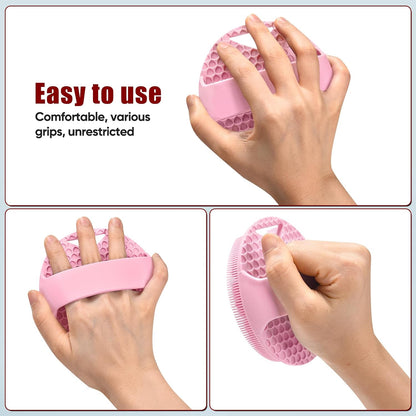 Silicone Body Scrubber -Anti Zinc Infused Exfoliating Body Scrubber | Anti Slip Silicone Loofah,Stiff & Soft Bristles for Cellulite Reduction,Blood Circulation - Black