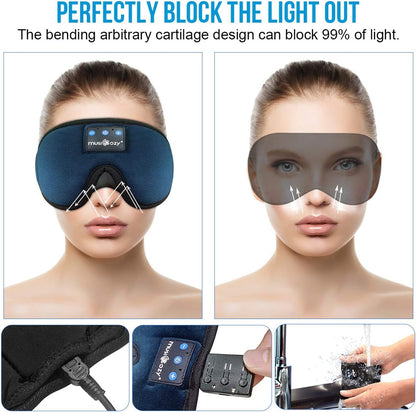 MUSICOZY Sleep Headphones, Bluetooth 5.4 Sleep Mask Headband Headphones Sleeping Eye Mask, Wireless Music Earbuds Earphones with HD Stereo Speakers for Side Sleepers, Cool Gadgets Unique Gift