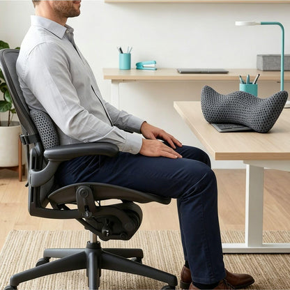 Lumbar Support Pillow for Office Chair, Ergonomic Memory Foam Back Cushion for Lower Back Support, Breathable Mesh Lumbar Cushion for Car Seat, Desk Chair & Long Sitting Relief