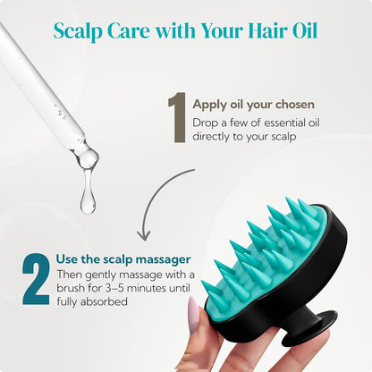HEETA Hair Scalp Massager Shampoo Brush 2 Pack, Soft Silicone Bristles to Remove Dandruff, Waterproof Hair Scrubber for Both Wet Dry Use, Suitable for Men & Women (Green & Black)